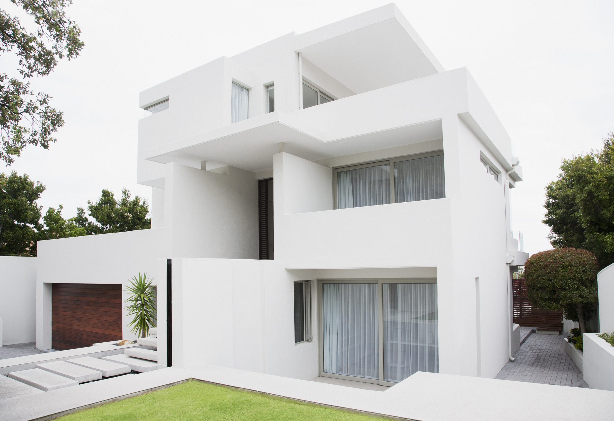 Modern white two-story minimalist house exterior